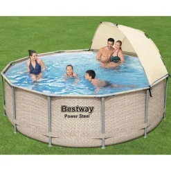 Bestway Power Steel Zwembadset met luifel 396x107 cm