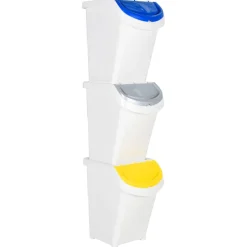 vidaXL Afvalbakken met deksels stapelbaar 3 st PP 120 L wit