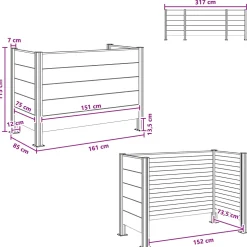 vidaXL Afvalbak Schutting Bruin 161 x 85 x 115 cm Aluminium en WPC