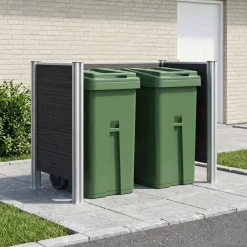 vidaXL Afvalbak Schutting Grijs 161 x 85 x 115 cm Aluminium en WPC