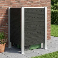 vidaXL Afvalbak Schutting Grijs 85 x 85 x 115 cm Aluminium en WPC