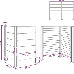 vidaXL Afvalbak Schutting Grijs 85 x 85 x 115 cm Aluminium en WPC