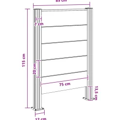 vidaXL Afvalbak Schutting Grijs 85 x 12 x 115 cm Aluminium en WPC