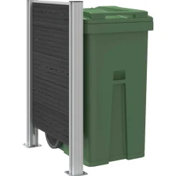 vidaXL Afvalbak Schutting Grijs 85 x 12 x 115 cm Aluminium en WPC