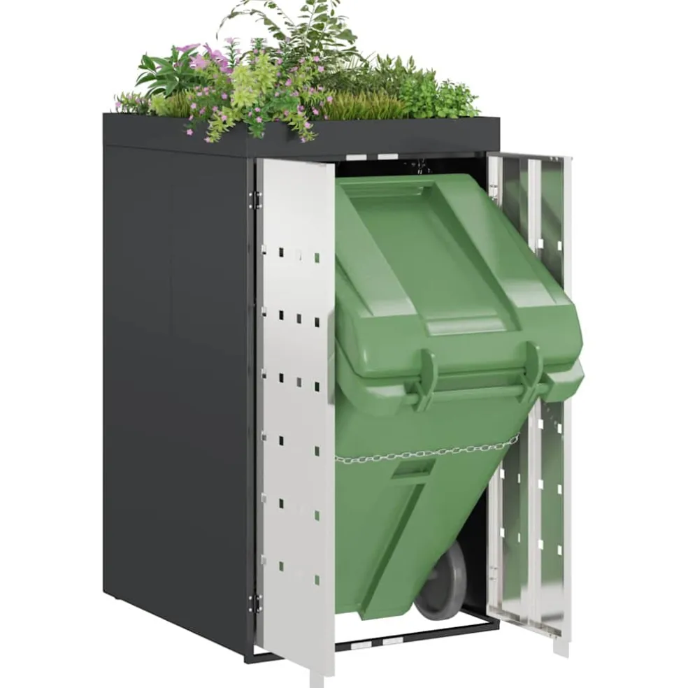 vidaXL Afvalcontaineropslag met plantenbakdak voor 240L container