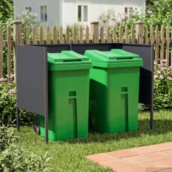 vidaXL Afvalcontainer scherm 167 x 85 x 113 cm Staal Antraciet