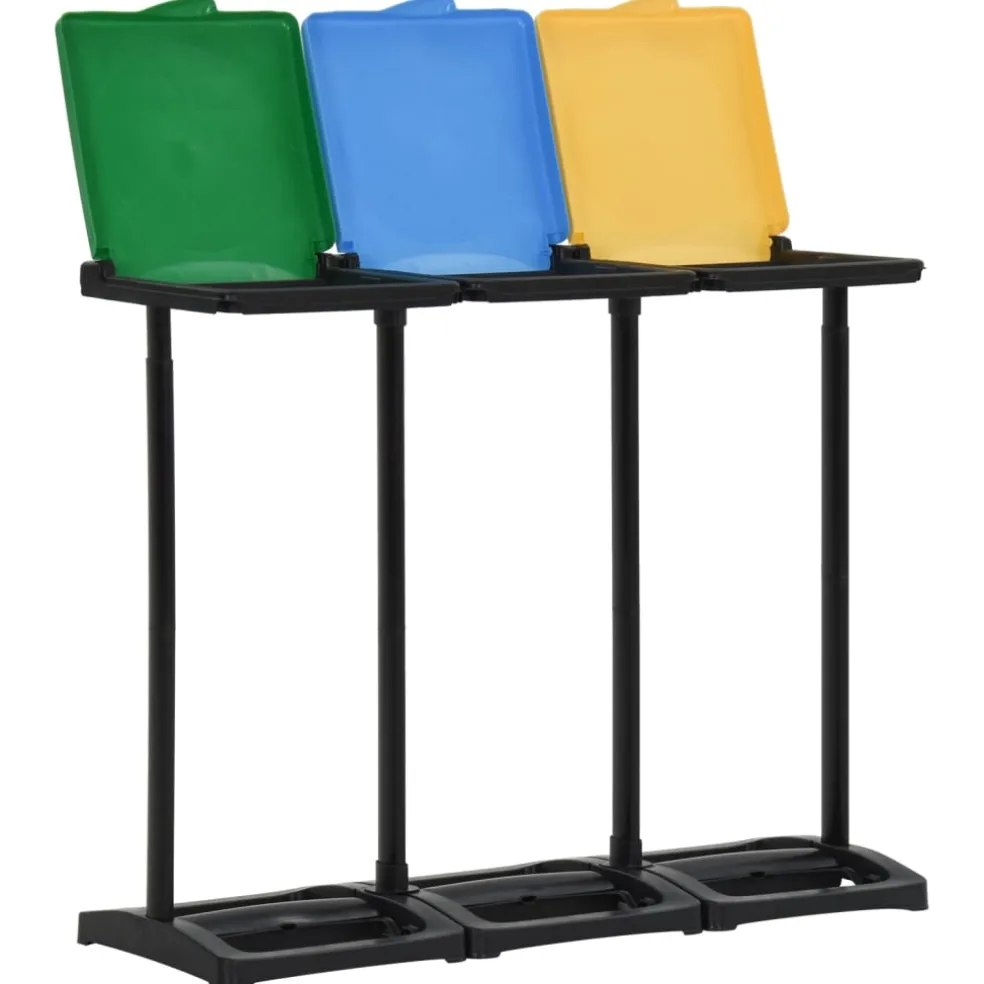 vidaXL Afvalzakstandaards met deksel 240-330 L PP meerkleurig