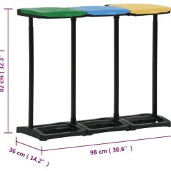 vidaXL Afvalzakstandaards met deksel 240-330 L PP meerkleurig