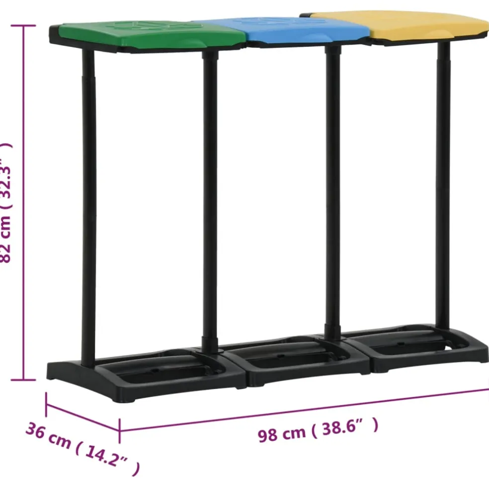vidaXL Afvalzakstandaards met deksel 240-330 L PP meerkleurig