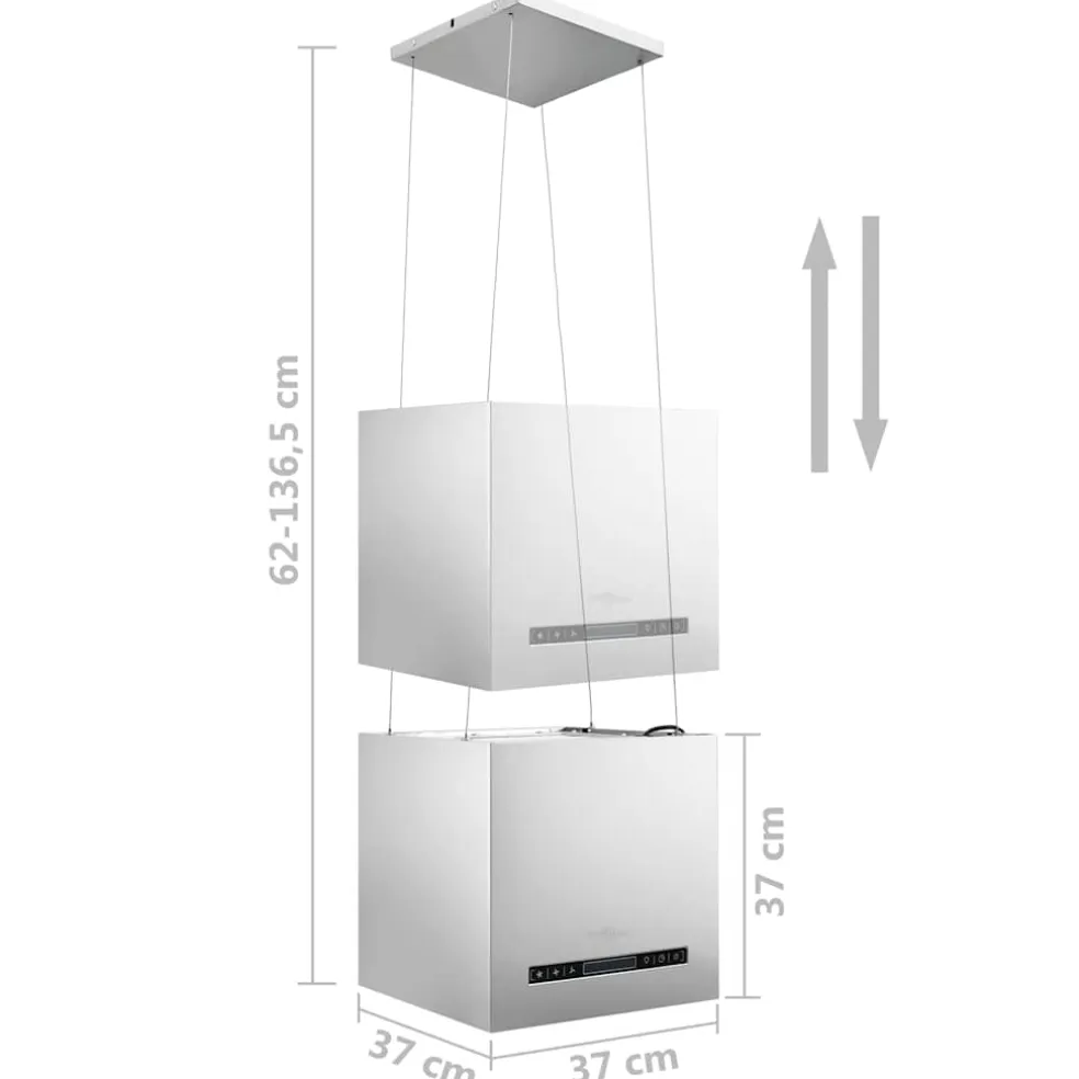 vidaXL Afzuigkap hangend met aanraaksensor LCD 37 cm roestvrij staal