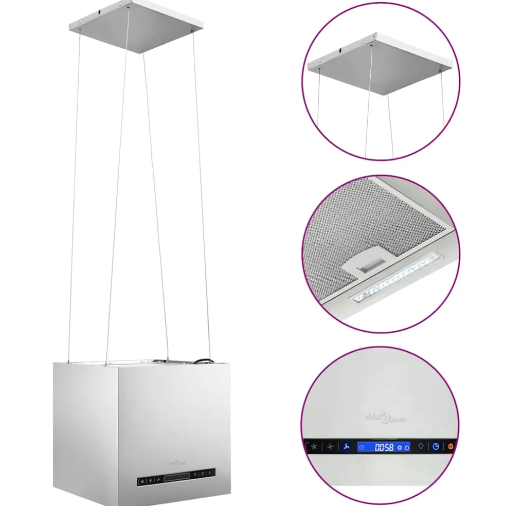 vidaXL Afzuigkap hangend met aanraaksensor LCD 37 cm roestvrij staal