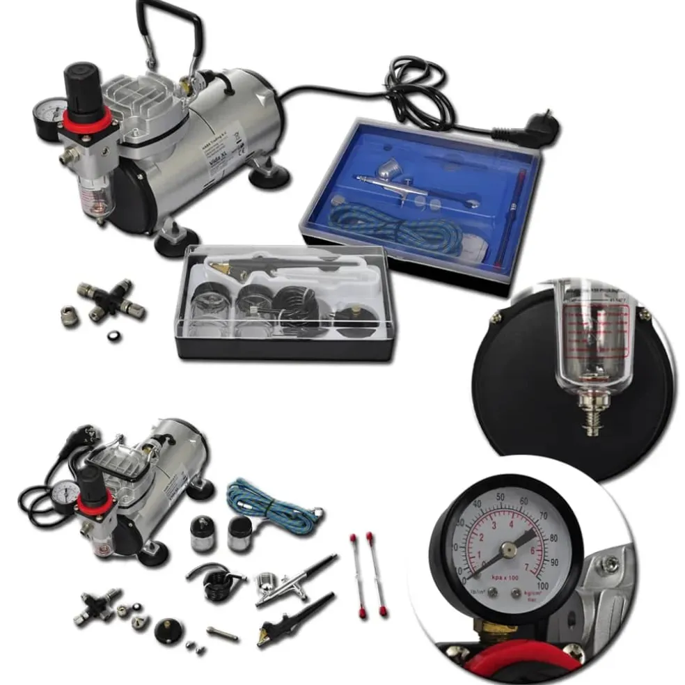 vidaXL Airbrush-compressorset met 2 pistolen