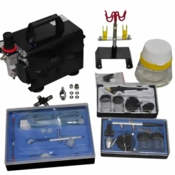 vidaXL Airbrush compressorset met 3 pistolen