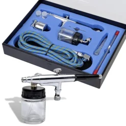vidaXL Airbrush set met glazen beker 0,2 / 0,3 / 0,5 mm mondstukken