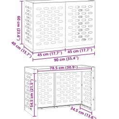 vidaXL Airconditioner hoes Roestkleurig 90 x 40 x 60 cm weervast staal