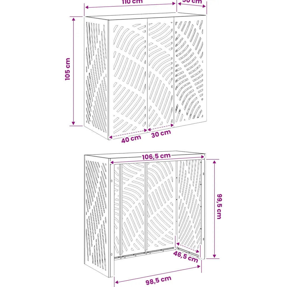 vidaXL Airconditioner hoes Wit 110 x 50 x 105 cm Staal