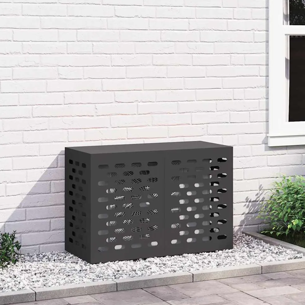 vidaXL Airconditioner hoes Zwart 90 x 40 x 60 cm Staal