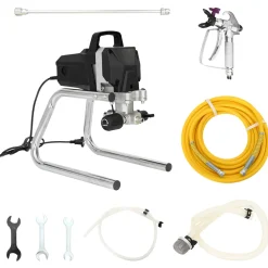 vidaXL Airless Verfspuit 10 m spuitslang 220V 2L/min 227 bar Zwart