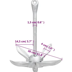 vidaXL Anker inklapbaar 1,5 kg smeedijzer zilverkleurig
