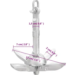 vidaXL Anker inklapbaar 12 kg thermisch verzinkt gietijzer zilver
