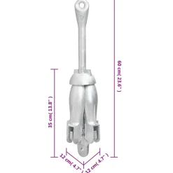 vidaXL Anker inklapbaar 8 kg thermisch verzinkt gietijzer zilver