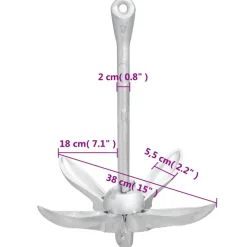 vidaXL Anker inklapbaar 4 kg thermisch verzinkt gietijzer zilver