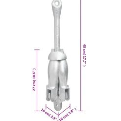 vidaXL Anker inklapbaar 4 kg thermisch verzinkt gietijzer zilver