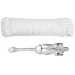 vidaXL Anker met touw inklapbaar 2,5 kg smeedijzer zilverkleurig