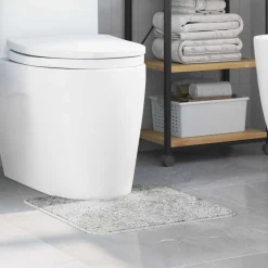 vidaXL Antislip Badmat met Toilet Cut Grijs 50 x 50 cm PP