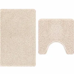 vidaXL Antislip Badmat Set 2 st Crèmekleurig 50 x 50 cm PP