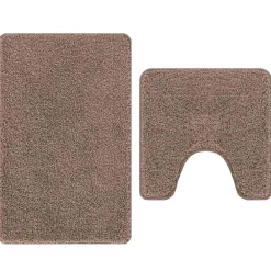 vidaXL Antislip Badmat Set 2 st Bruin 50 x 50 cm PP