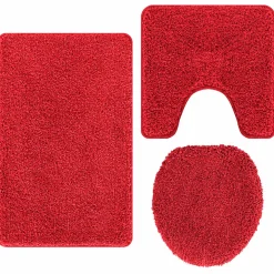 vidaXL Antislip Badmat Set 3 st Rood 50 x 80 cm PP