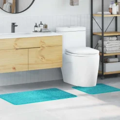 vidaXL Antislip Badmat Set 2 st Turquoise 50 x 50 cm PP