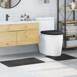 vidaXL Antislip Badmat Set 3 st Donkergrijs 50 x 80 cm PP