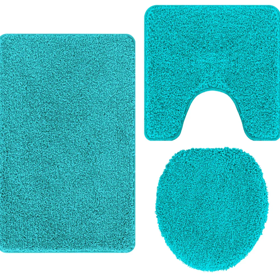 vidaXL Antislip Badmat Set 3 st Turquoise 50 x 80 cm PP