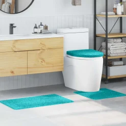 vidaXL Antislip Badmat Set 3 st Turquoise 50 x 80 cm PP
