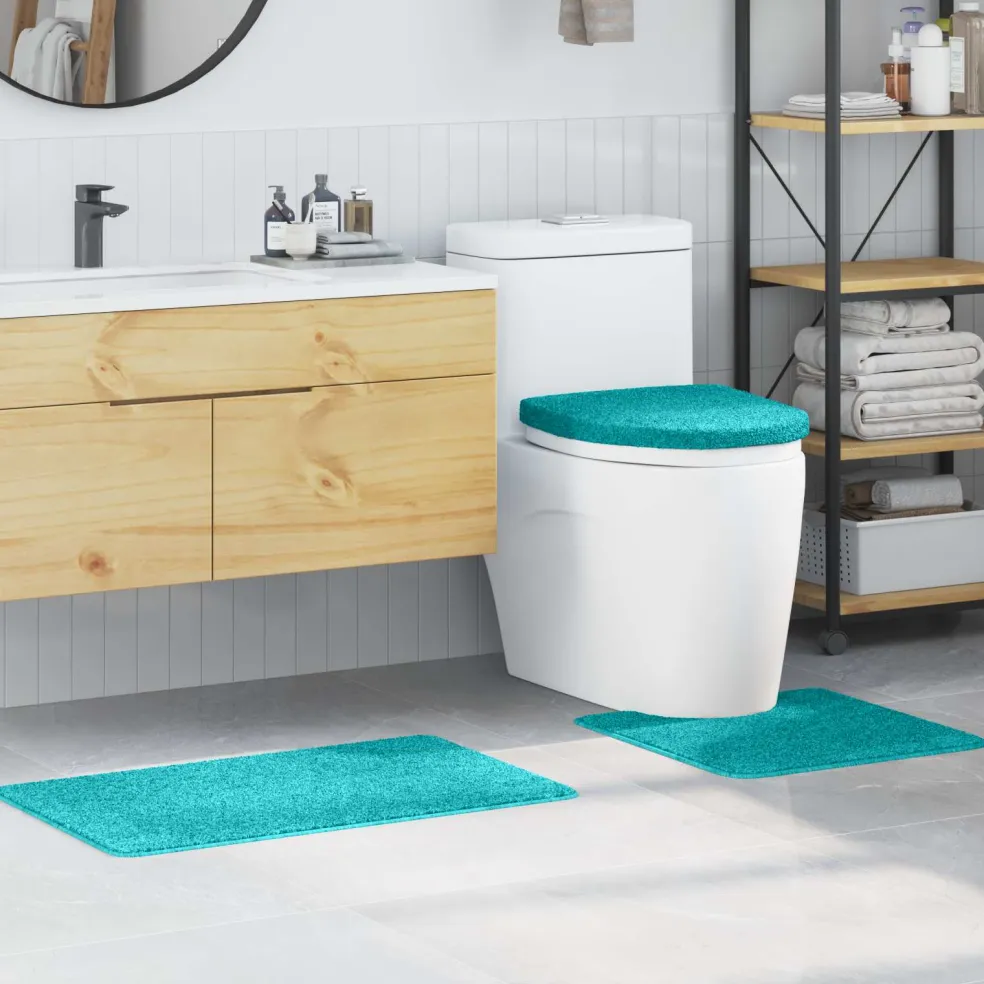 vidaXL Antislip Badmat Set 3 st Turquoise 50 x 80 cm PP