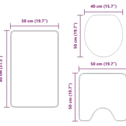 vidaXL Antislip Badmat Set 3 st Turquoise 50 x 80 cm PP