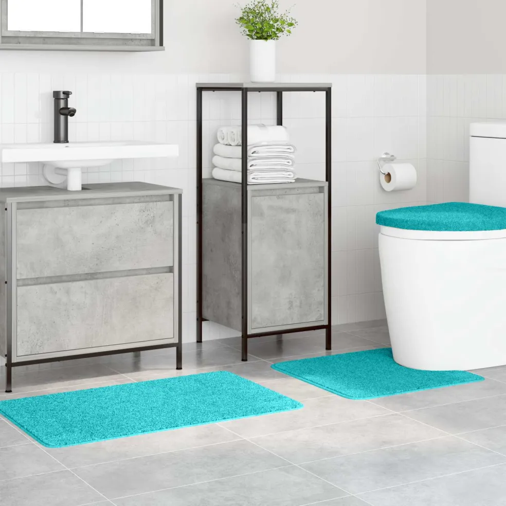 vidaXL Antislip Badmat Set 3 st Turquoise 50 x 80 cm PP