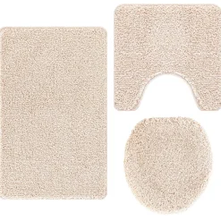 vidaXL Antislip Badmat Set 3 st Crème 50 x 80 cm PP