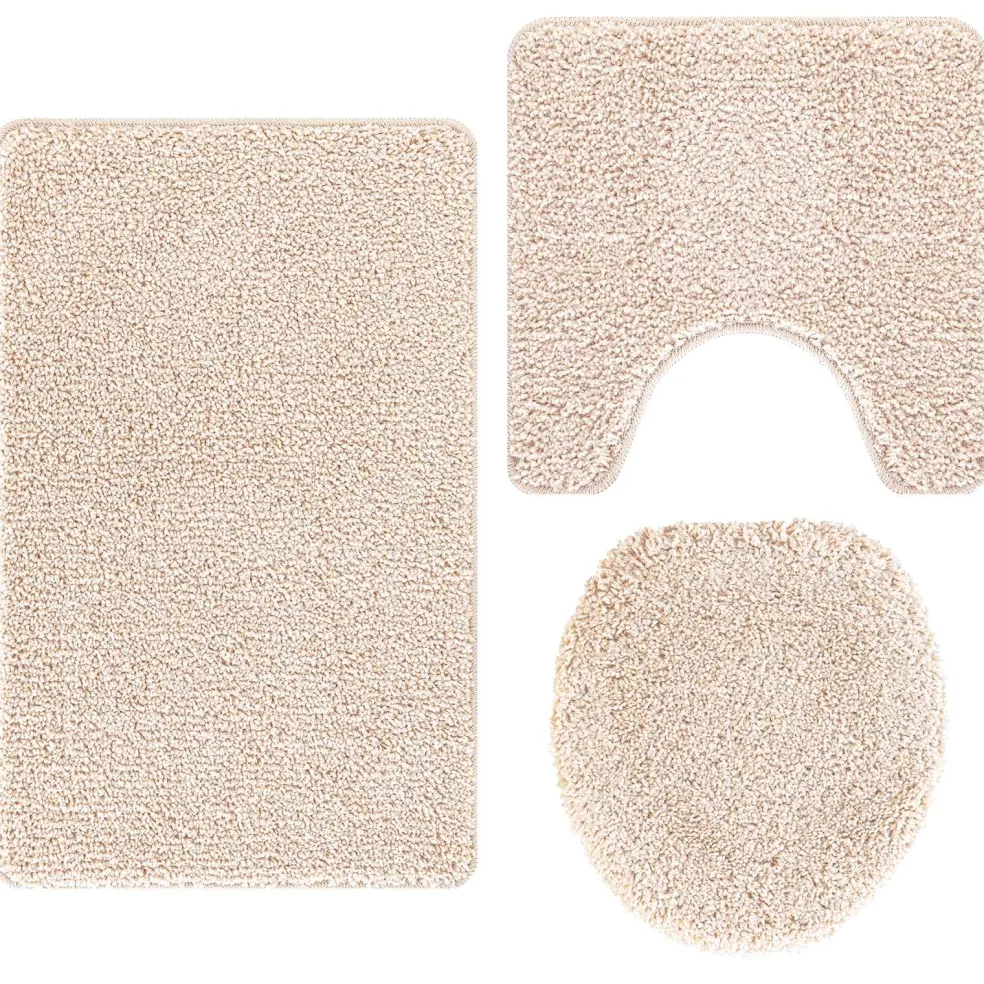 vidaXL Antislip Badmat Set 3 st Crème 50 x 80 cm PP