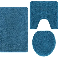 vidaXL Antislip Badmat Set 3 st Blauw 50 x 80 cm PP