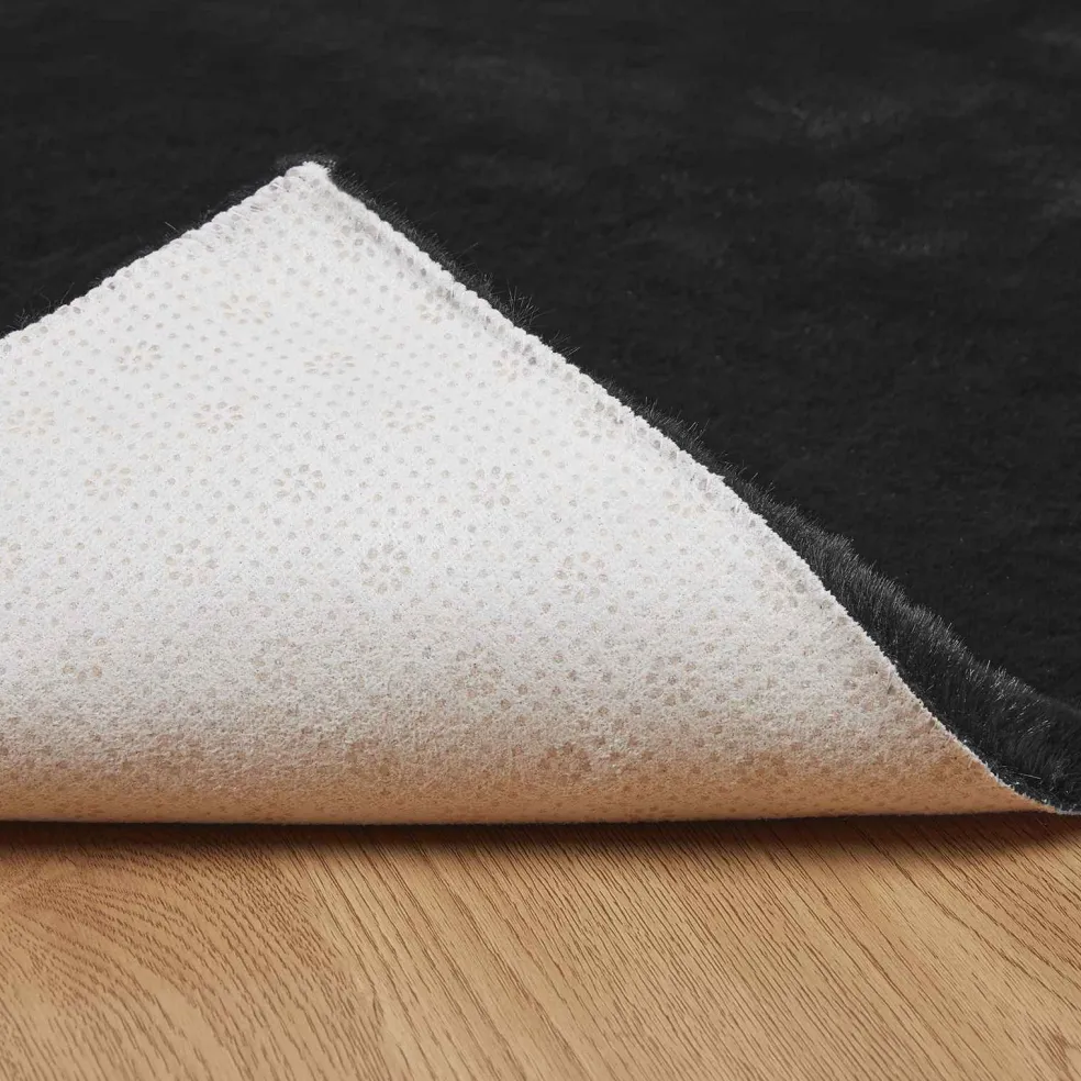 vidaXL Antislip vloerkleed van imitatie konijnenbont OLITE Zwart