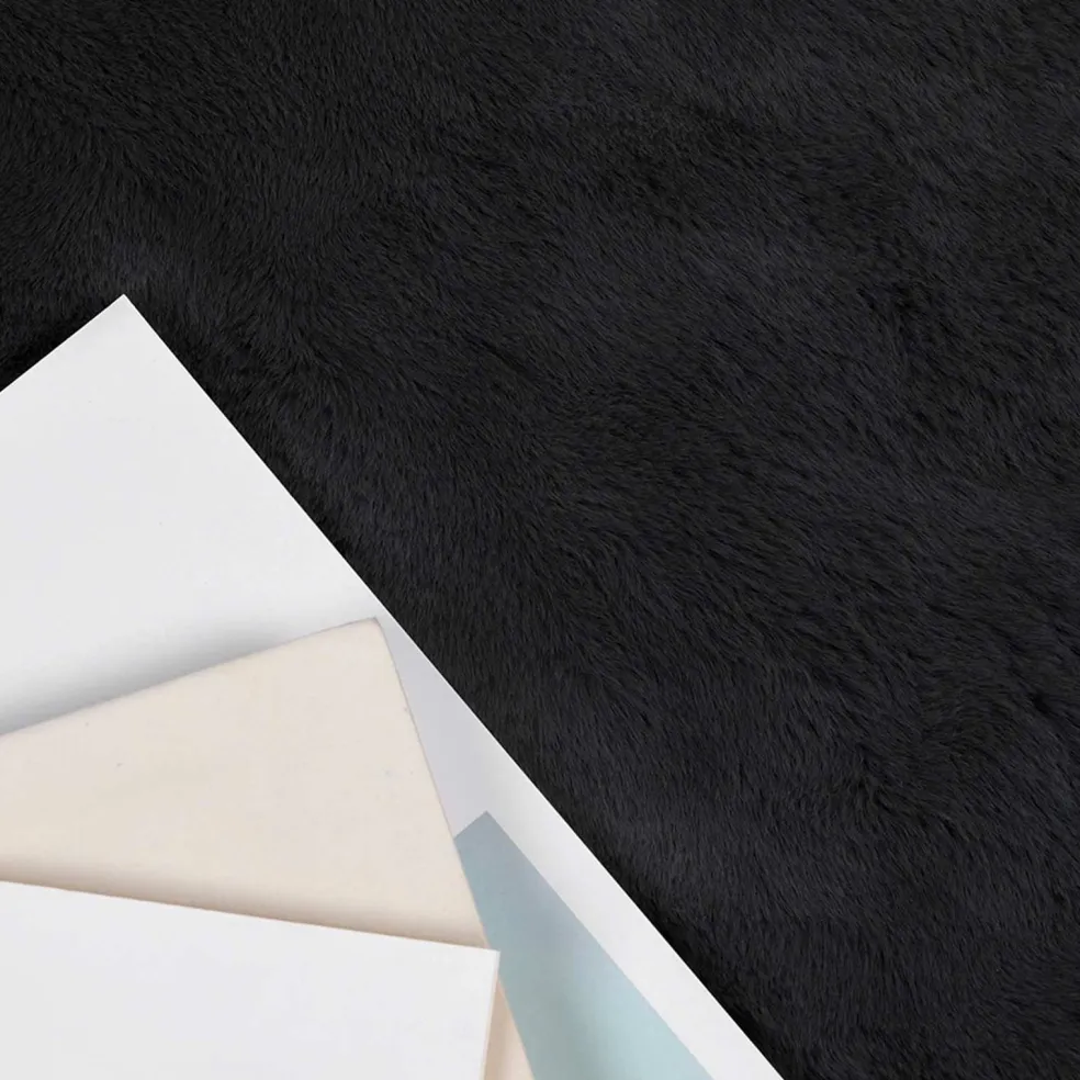 vidaXL Antislip vloerkleed van imitatie konijnenbont OLITE Zwart