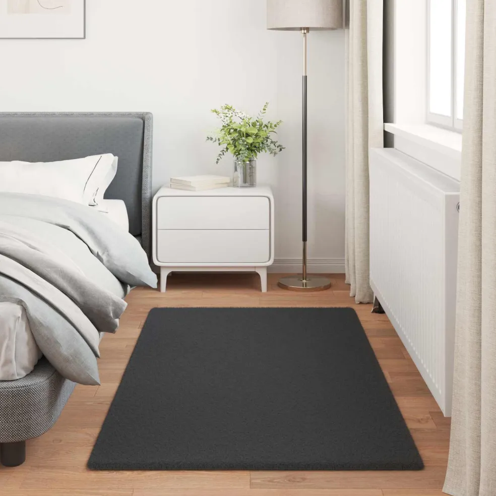 vidaXL Antislip vloerkleed van imitatie konijnenbont OLITE Zwart