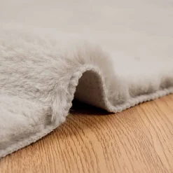 vidaXL Antislip vloerkleed van imitatie konijnenbont OLITE Beige