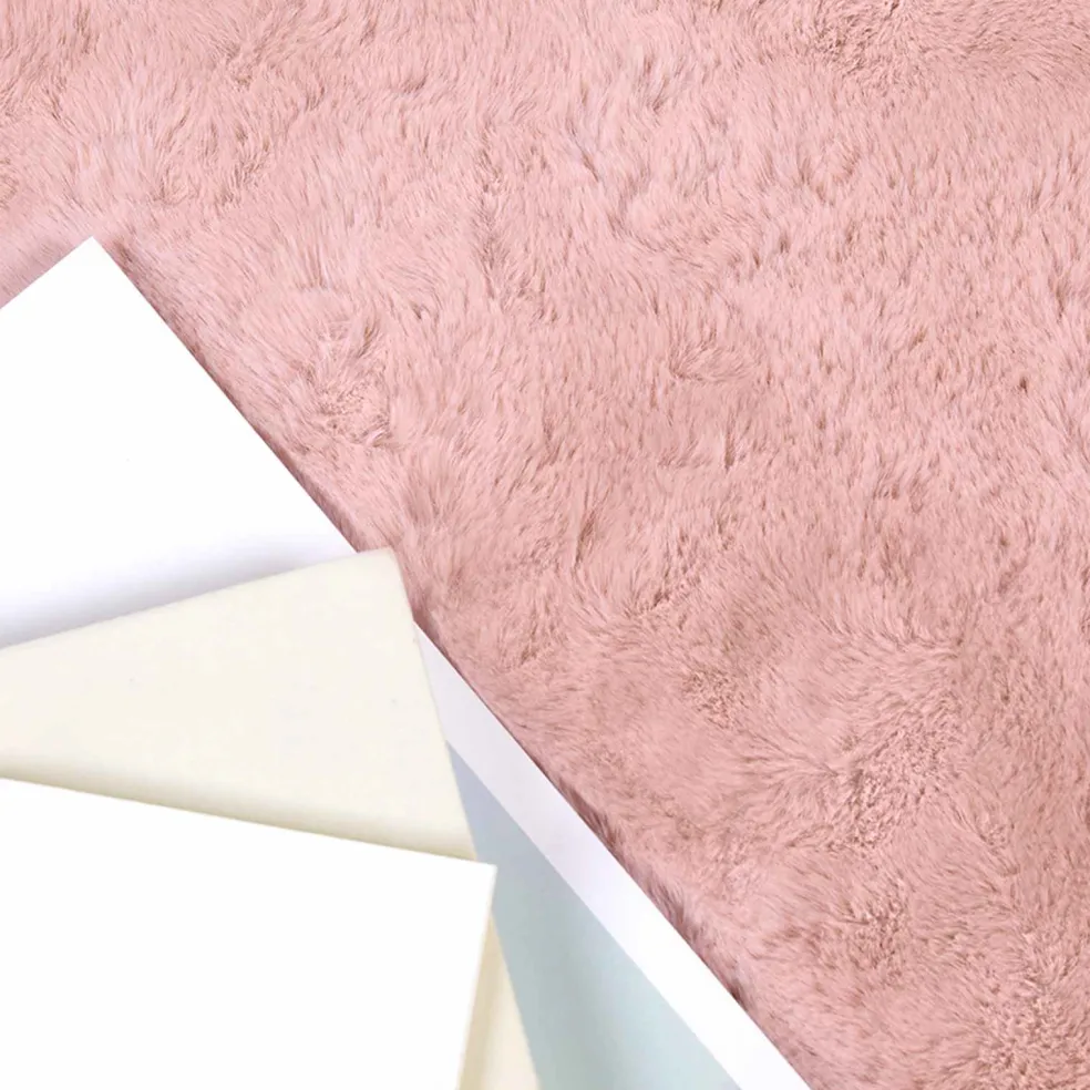 vidaXL Antislip vloerkleed van imitatie konijnenbont OLITE Roze