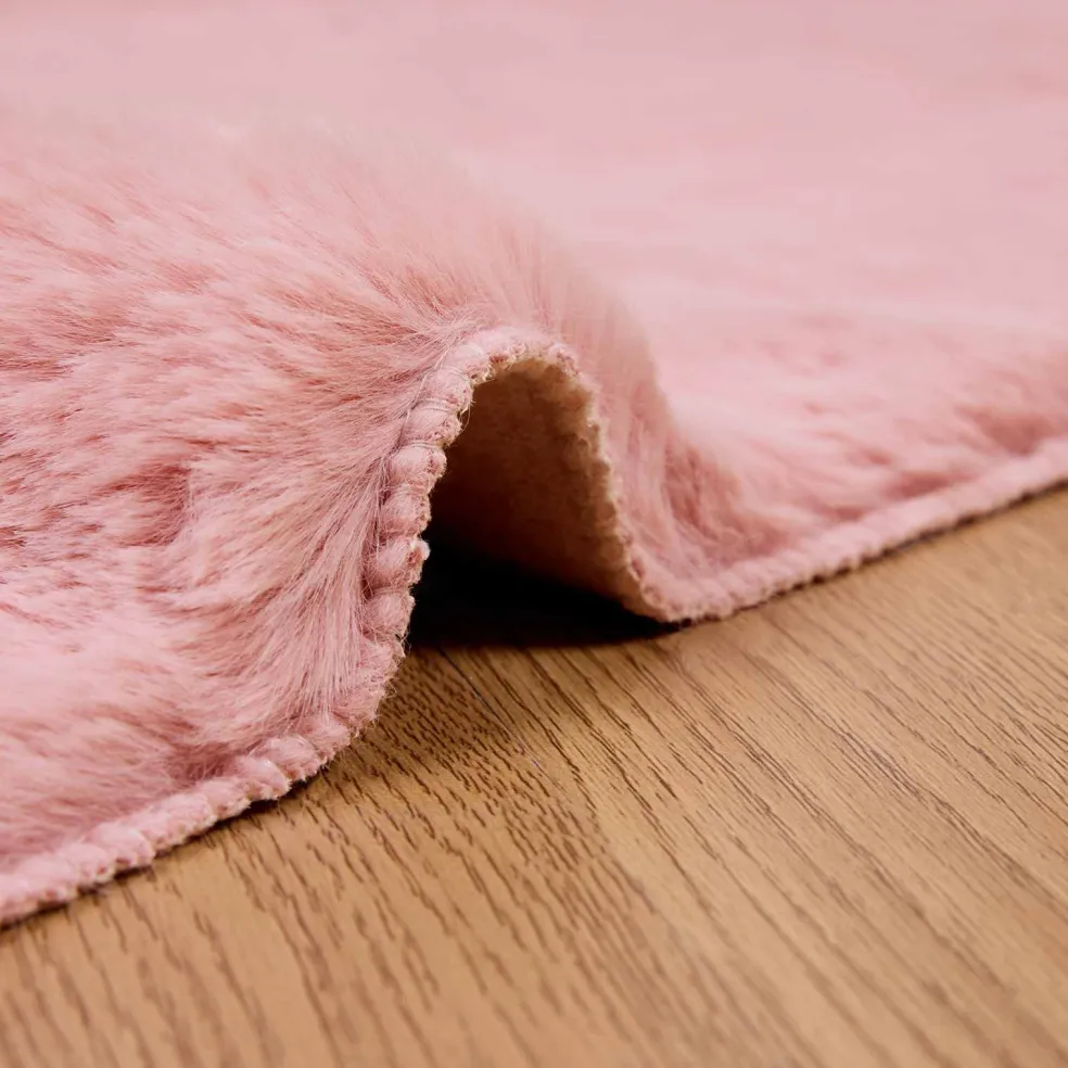 vidaXL Antislip vloerkleed van imitatie konijnenbont OLITE Roze