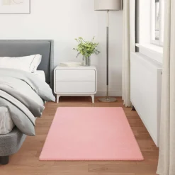 vidaXL Antislip vloerkleed van imitatie konijnenbont OLITE Roze