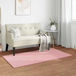 vidaXL Antislip vloerkleed van imitatie konijnenbont OLITE Roze